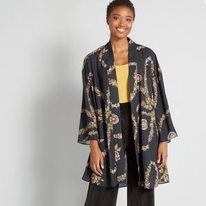 ModCloth Floral Kimono/ Jacket 3/4 Length Sleeve Semi-sheer Lightweight Stylish
